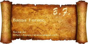 Bassa Ferenc névjegykártya